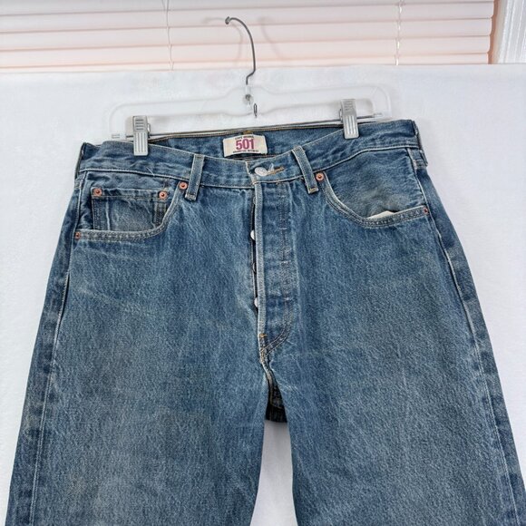 Levis 501 Jeans Mens 34x36 (32x32) Blue Original Fit Straight Leg Button Fly - Picture 8 of 14